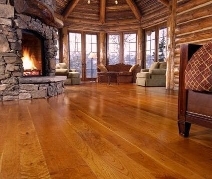 cherry hardwood flooring in living room