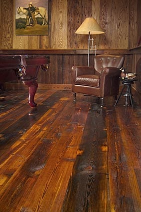 Grandpa Amber Antique Wood Flooring in billards room