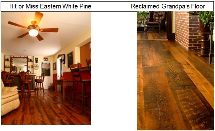 Hit Or Miss Eastern White Pine Flooring Versus Reclaimed Grandpas Floors