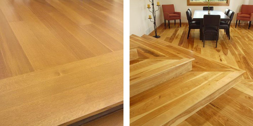 Laying the wood planks in different directions can highlight stairs and steps