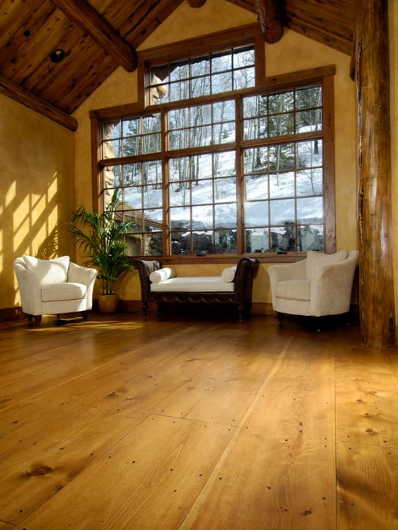 white pine floor in sitting room