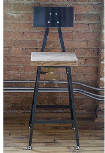 Reclaimed wood bar stool.