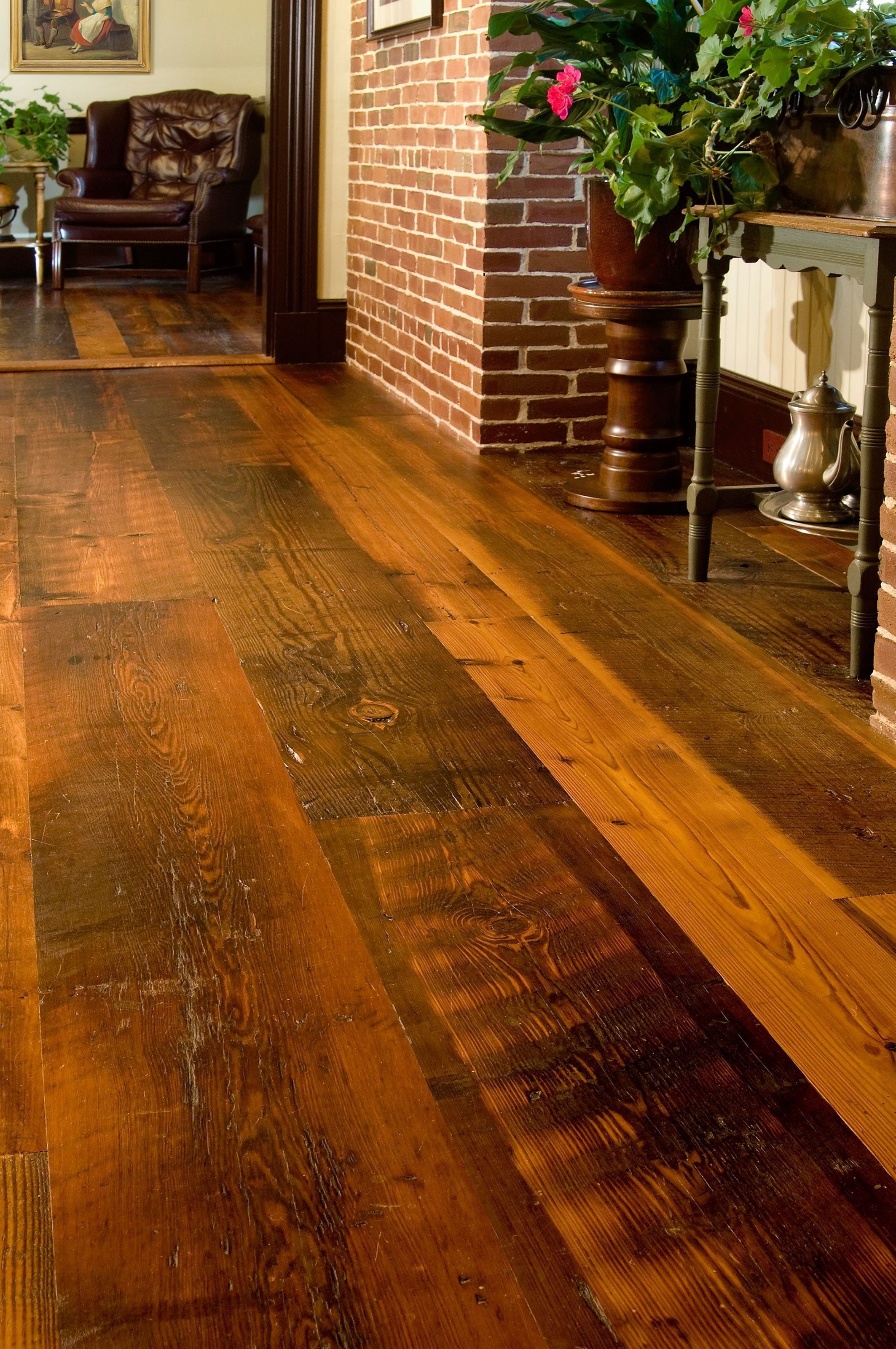 Reclaimed Grandpa's Flooring in Hallway Carlisle Wide Plank Floors