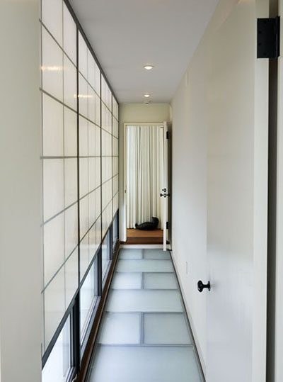 Modern hall wall with a wall of windows
