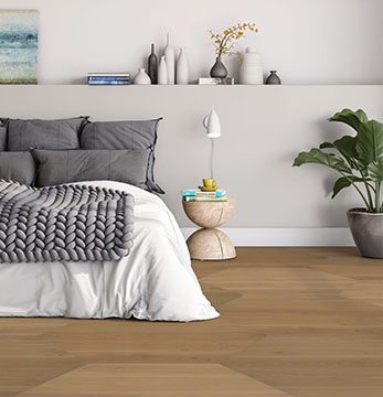 custom wood floor pattern in bedroom