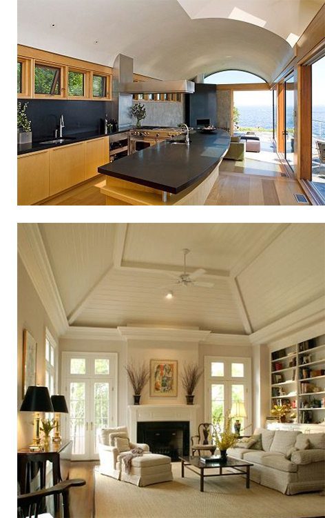Barrel Vaulted Ceiling (top) and Tray Ceiling (bottom)