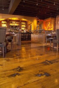 Distressed Pine Flooring Sets the Backdrop for Italian Restaurant