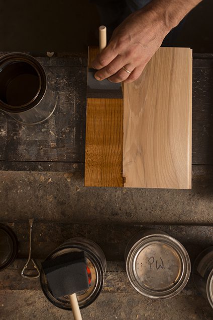 Hand Staining Hardwood with Brown Stain
