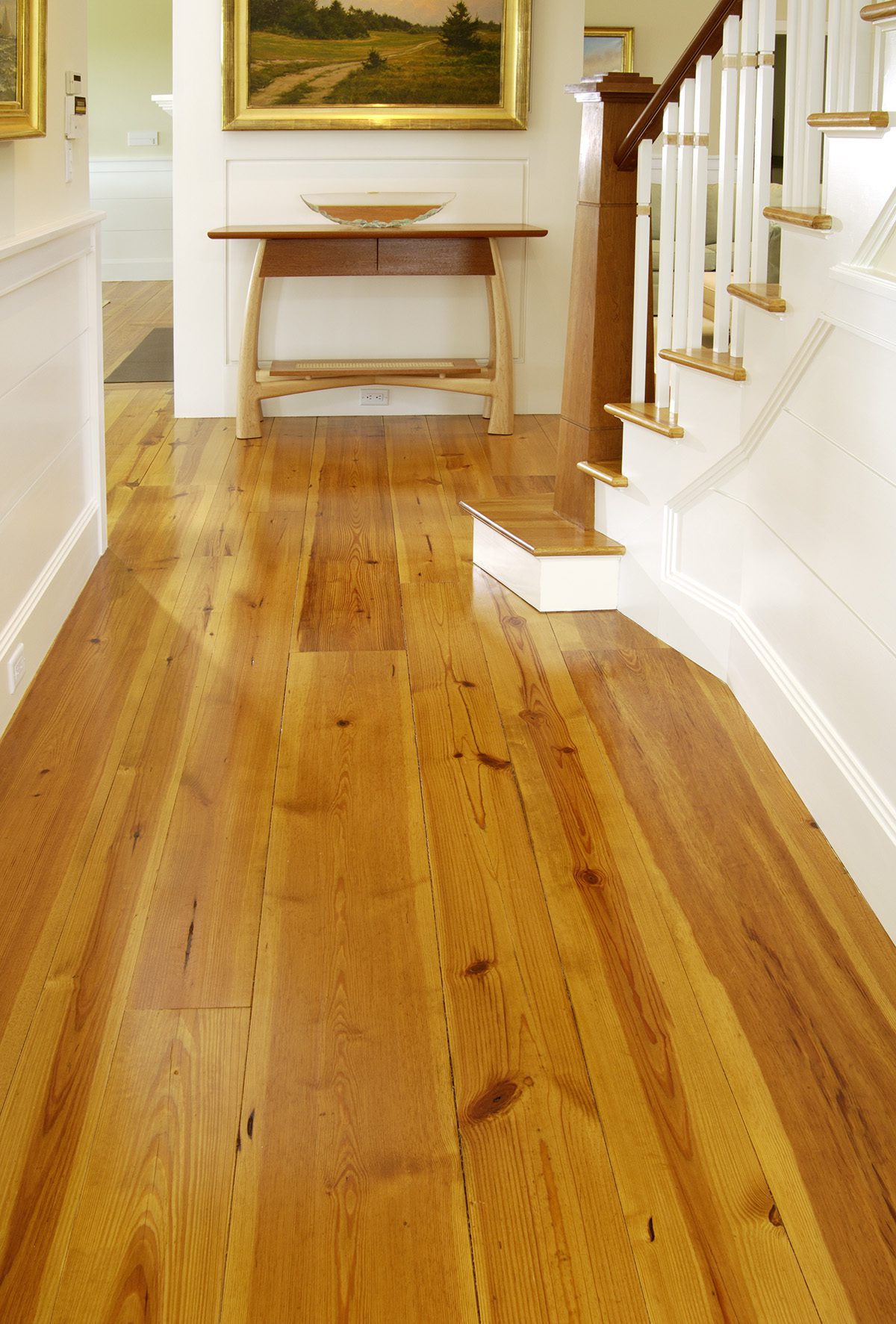 heart pine flooring in hallway