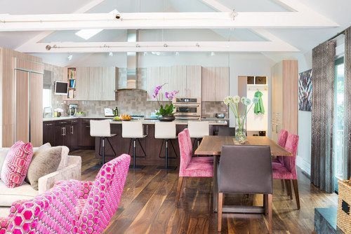 Wide Plank Flooring In Contemporary Kitchen