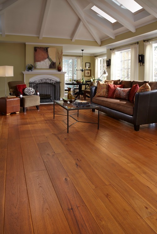 hickory flooring in bungalow living room